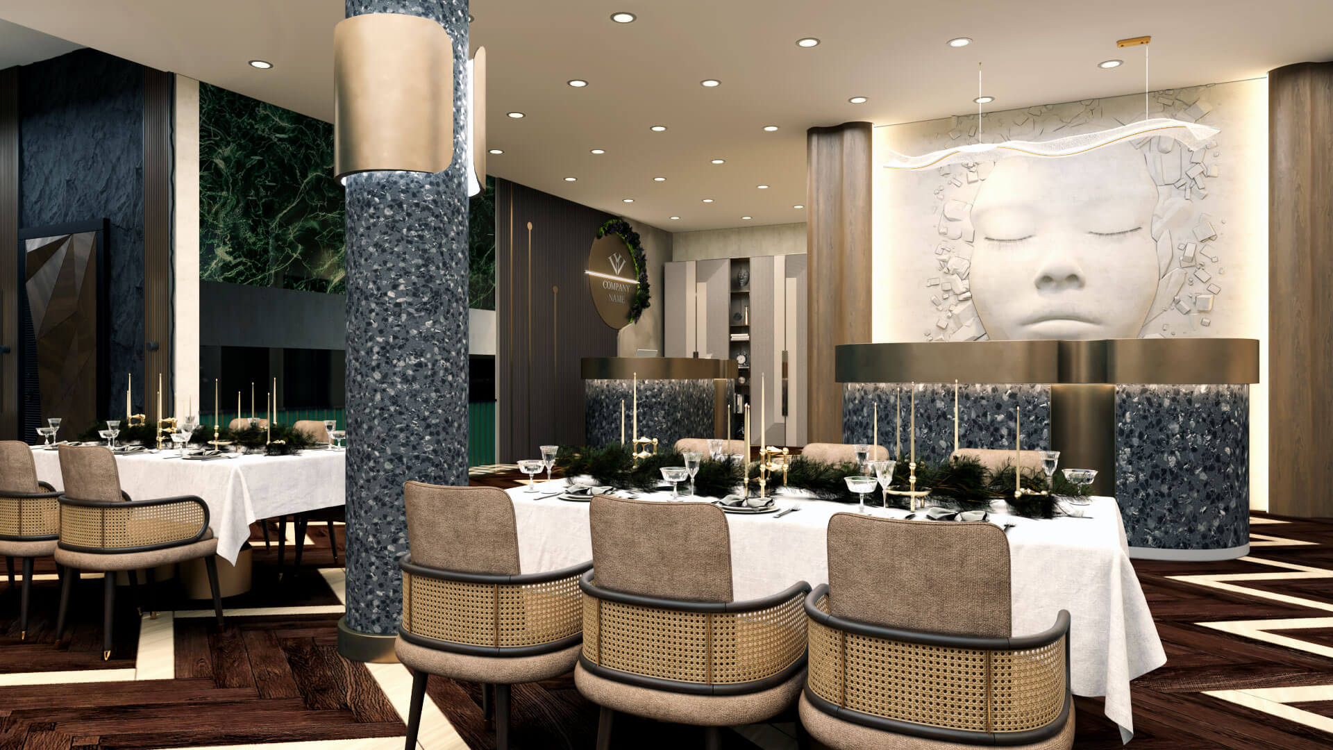 cafe restoran karsilama bankosu ve giris
