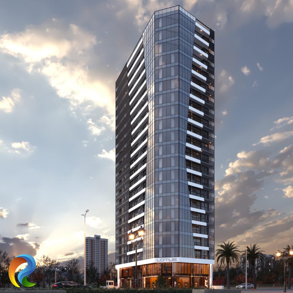Modern cam kaplama gökdelen projesi ve ofis kulesi | Modern glass skyscraper office tower and high-rise architecture