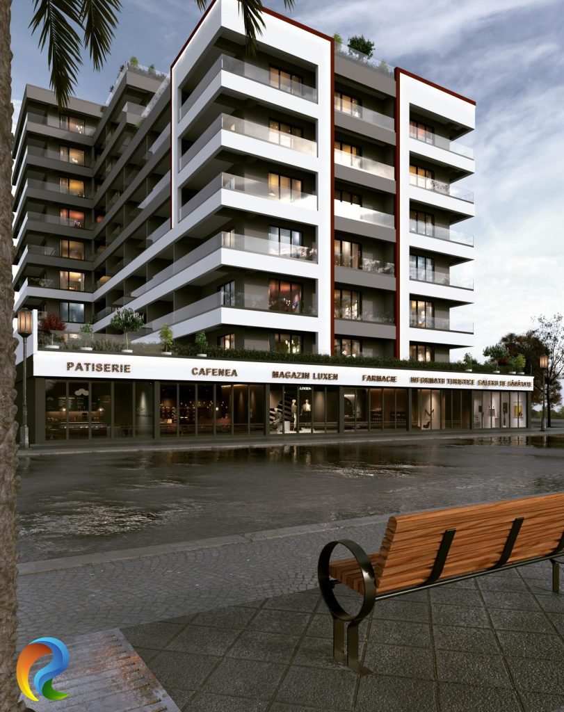 Konut projesi altı ticari dükkan ve mağaza cepheleri | Commercial retail shops and store fronts under residential project